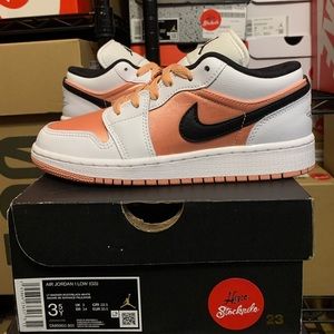 Nike Air Jordan 1 Low White Light Madder Root Shoes DM8960-801 (GS) Youth Sizes